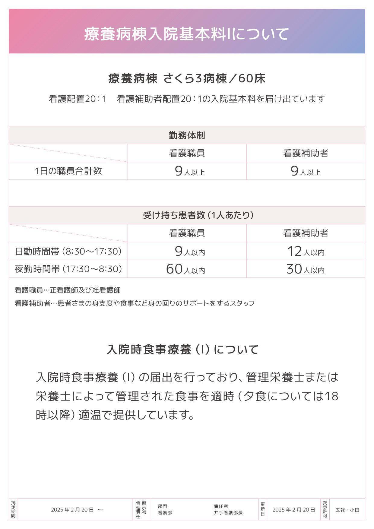 さくら館3階病棟について