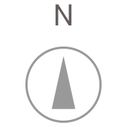 本地図の方位は画面上方が北となります